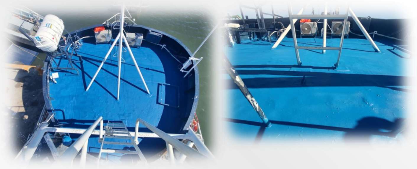 Cubierta marina recubierta con Deck Liner.